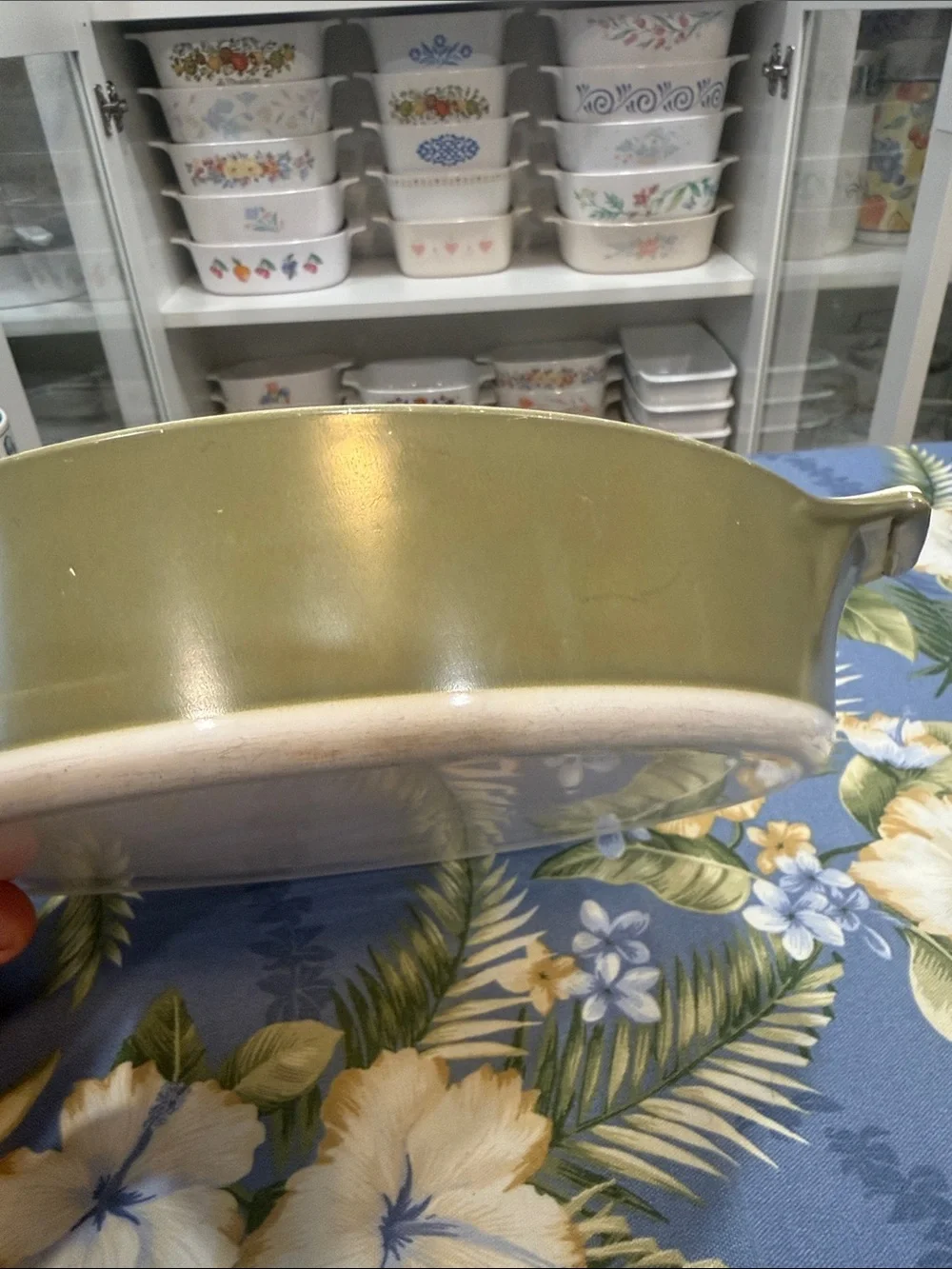 Corningware Green and White Baking Dish